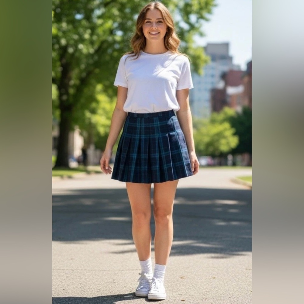 Women's Plaid A-Line Skirt Women Spring Korean Harajuku High Waist Pleated Skirt